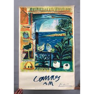 "Cannes AM" Affiche d'Après Pablo Picasso, Imp Mourlot