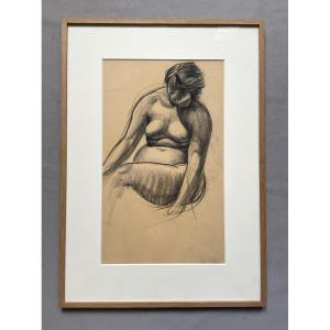 Female Nude, Chalk Drawing, Galerie Lambert Rouland