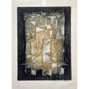 Marcel Fiorini, Abstraction, Color Etching, Artist's Proof