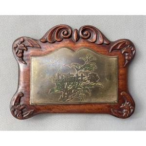 Ideograms And Bats, Brass Plaque, Sign?
