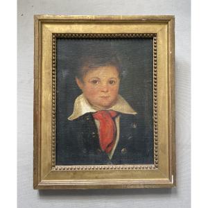 Portrait Of A Young Boy, Oil On Canvas, 19th Century