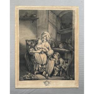 Maternal Care, Engraving After Greuze