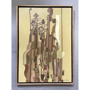 Les violons, huile sur toile signée Pierre Laban