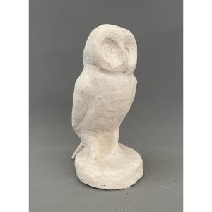 Chouette en plâtre, monogramme PM