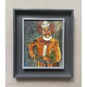 Jean-Louis LACAZE-LABAN, portrait de clown, huile sur toile