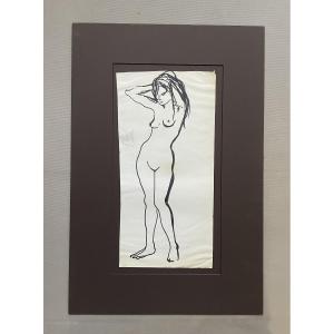 Female Nude, Felt-tip Pen Drawing