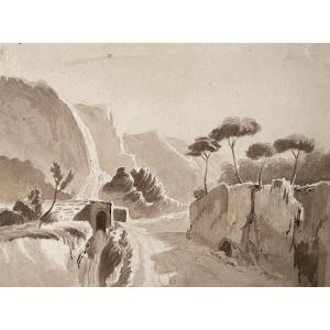 Path, Sepia Ink Wash, 19th Century