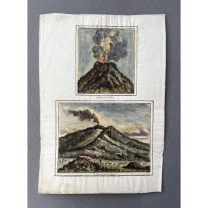 Etna, Sicile, Aquarelles de voyage, XIXe