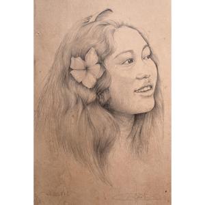 Tahitian, Print Signed And Dated 77