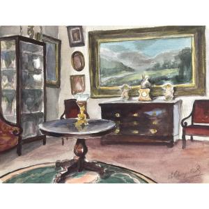 Interior On Rue Saint Martin, Watercolor By A. Chapitel