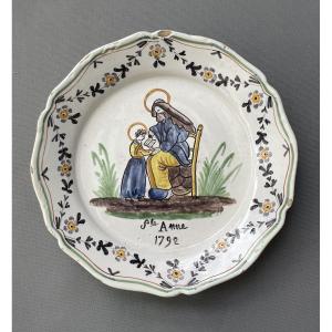 Earthenware Plate With The Image Of St. Anne