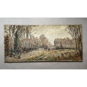 Fernand Laval, Chasse à courre, Huile sur toile