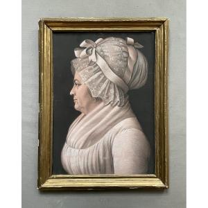 Profile Of A Woman With A Headdress, Pastel Drawing