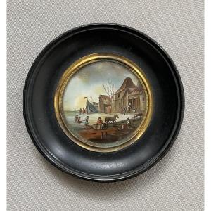 Miniature Painting, Fixed Under Glass, Northern School, 19th Century