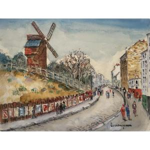 Lucien Genin, The Moulin Rouge, Watercolor