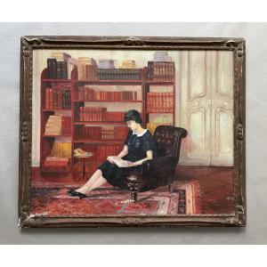 Woman Reading, Oil On Canvas, Signature To Be Identified