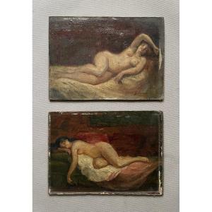 Deux nus, huile sur carton, signature Gimeno?