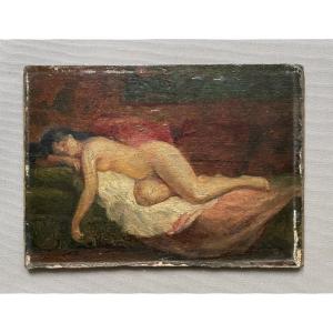 Femme alanguie, huile sur carton