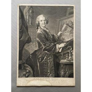 Portrait de Jean Baptiste Massé, gravure par JG. Wille d'après L. Tocqué
