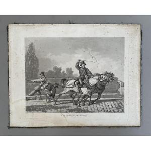 Les chevaux de bateau, gravure d'après Carle Vernet