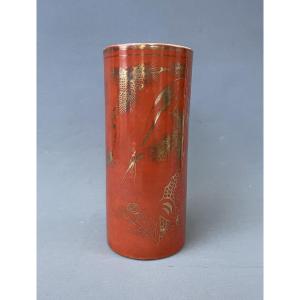 Vase chinois à décor de héron