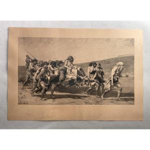 La fuite de Caïn, gravure d'après Fernand Cormon