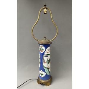Chine, famille verte, vase monté en lampe