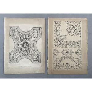 Ceiling Designs, 2 Engravings After Bérain