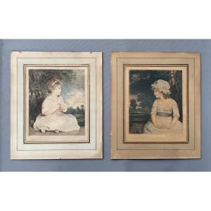 Profiles Of Young Girls, Pair Of Prints After Reynolds