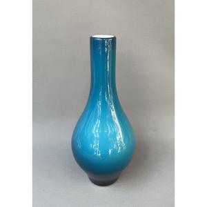 Large Decorative Vase In Blue Glass, 20th Century