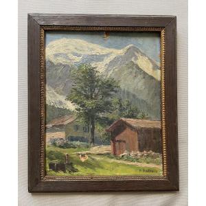 Le Mont Blanc, huile sur carton