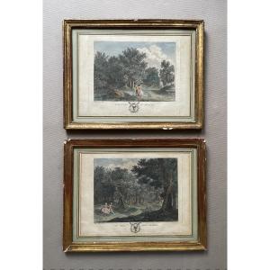 Scènes galantes, paire de gravures par Clementi