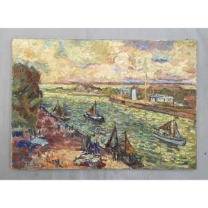 Henri Saada, Honfleur, 1963, huile sur toile, grand format