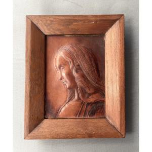 Profile Of The Virgin Mary In Embossed Leather