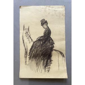 Amazone, dessin à la craie, début XXe