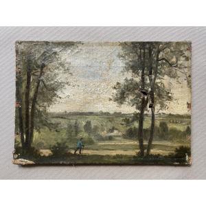 Lively Landscape, Oil On Canvas, In Need Of Restoration