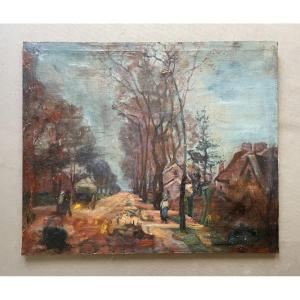 Busy Street, Oil On Canvas, Signature To Be Identified
