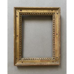 Small Wooden Frame With Gilded Stucco - 22 X 17.5 Cm