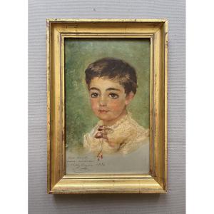 Portrait Of A Child, Oil On Cardboard