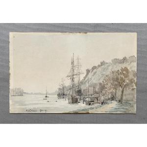 Watercolor Painted In Bordeaux And Dated 1887