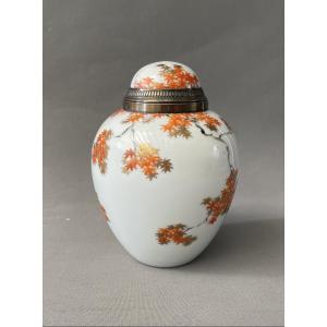 Porcelain Jar With Silver Trim