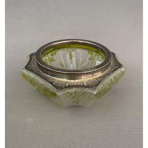 Vide poche Art Nouveau Baccarat monture argent