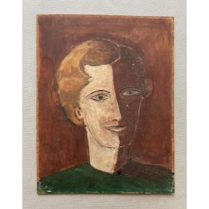 Portrait, huile sur panneau