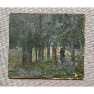 Lively Landscape, Oil On Paper