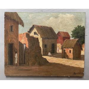 Madagascan Village, Signature To Be Identified