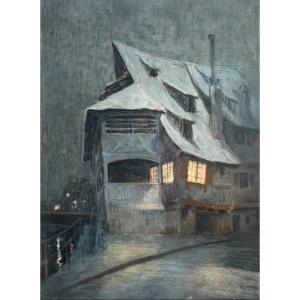Illuminated House, Pastel, Early 20th Century