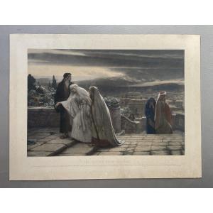 Le retour du calvaire, estampe d'après Herbert Gustave Schmalz