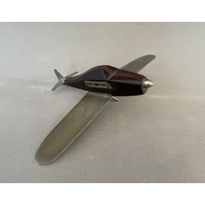 Avion miniature en métal et palissandre