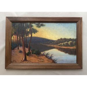 Landscape In The Landes At Dusk, Painting Signed And Dated 1930