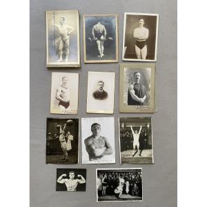 Weightlifting, Set Of 11 Vintage Photographs